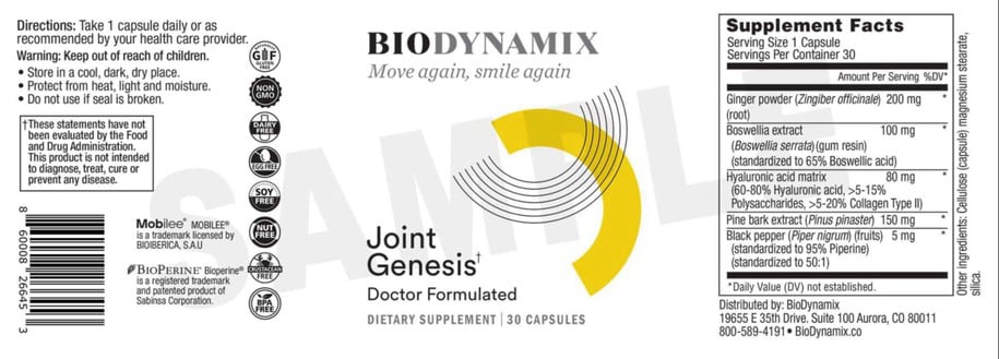 joint genesis capsules bottle-Ingredients
